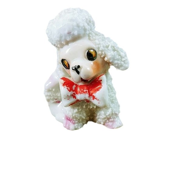 Poodle Dog Figurines Spaghetti Hair 1 Older Dog 2 Playful French Poodles - Picture 4 of 10
